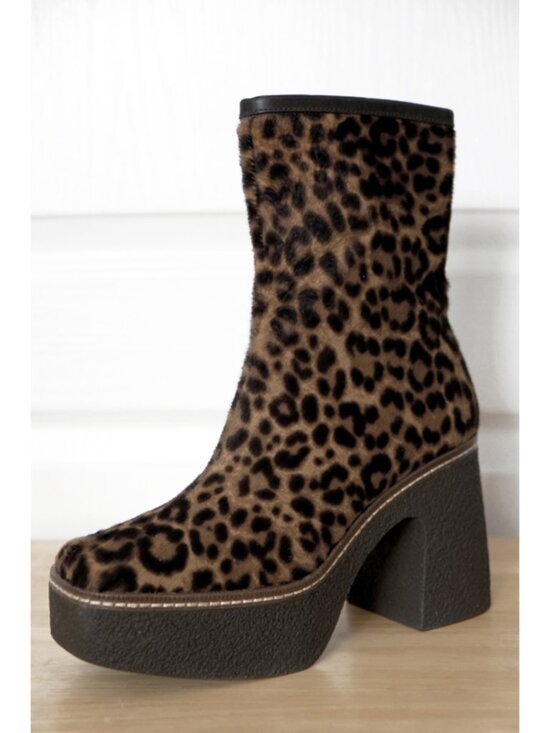 Pons Quintana Shoes - NEW Pons Quintana leopard-print ponyskin platform ankle boots